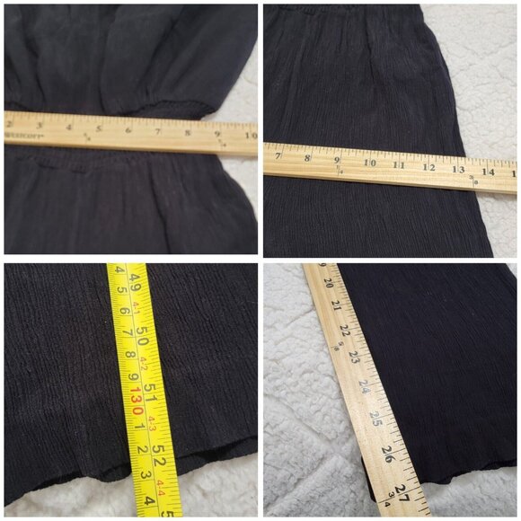 Boden Womens Black Smocked Waist V Neck Jumpsuit Keyhole Back Wide Leg Size 2R - Picture 7 of 8